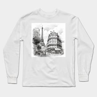 Paris Drawing Long Sleeve T-Shirt